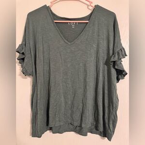 Loft Flutter Sleeve Top Green Size XS